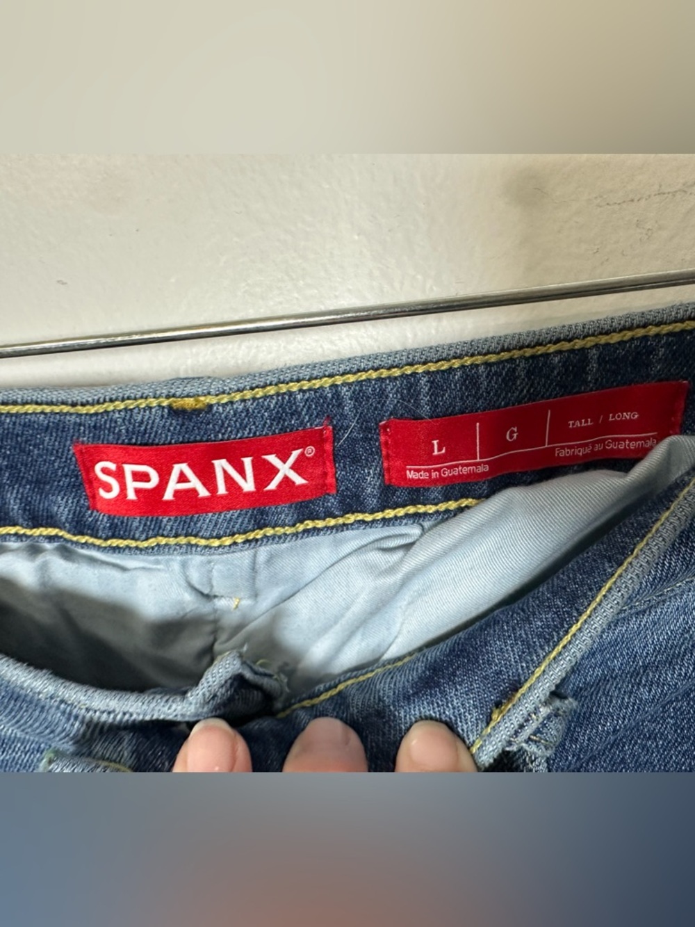 SPANX Blue Wide-Leg Jeans — Classic Indigo Stretch Size Large Tall - Picture 3 of 5